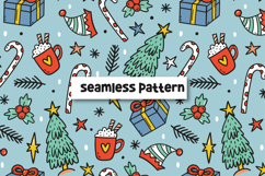 Christmas Digital Paper Hand Drawn Christmas Seamless Product Image 1