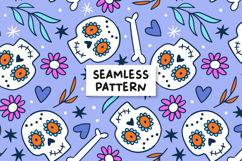 Skull Seamless Pattern Halloween Digital Paper. Product Image 1