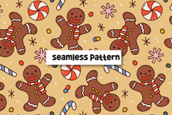 Gingerbread Man Pattern Christmas Gingerbread Man Background Product Image 1