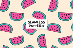 Watermelon Seamless Pattern Pink Watermelon Background. Product Image 1