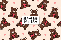 San Valentines Teddy Bear Pattern Cute Teddy Bear Background Product Image 1