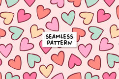 Cute Hearts Pattern Colorful Hearts Background. Product Image 1