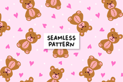 Pink Teddy Bear Seamless Pattern. Product Image 1