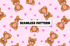 Pink Teddy Bear Seamless Pattern. Product Image 1