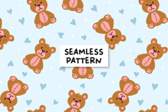 Teddy Bear Pattern Blue Love Background Product Image 1