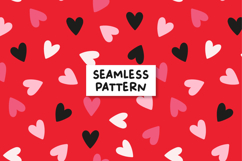 Red Valentines Digital Pattern. Hearts Background. Product Image 1