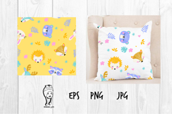 animal Seamless Pattern with Funny Kawaii Product Image 1