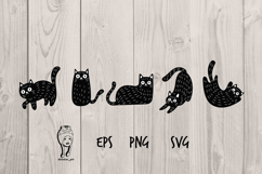 Collection of hand-drawn black cat silhouettes Product Image 1