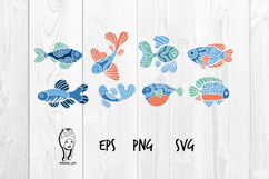 Set of Decorative Hand-Drawn Fish Illustrations Product Image 1