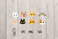 Set of cute cartoon cat heads cute Product Image 1