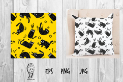 Seamless pattern with cute black cats Product Image 1