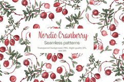 Nordic Cranberry Seamless Patterns PNG &amp; JPG Bundle Product Image 1