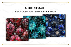 Seamless christmas pattern Blue red teal ball background Product Image 1