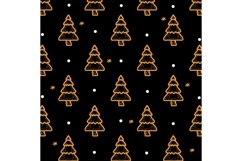 Pattern hand drawn christmas tree art design on black 01 Product Image 1