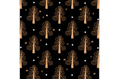 Pattern hand drawn christmas tree art design on black 03 Product Image 1