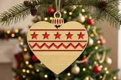 Pattern Heart Christmas Ornament SVG Cut File Product Image 2