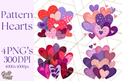 Valentine Hearts Clipart Glitter Heart PNG Patterned Graphic Product Image 1