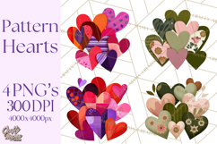 Valentine Hearts Clipart Glitter Heart PNG Patterned Graphic Product Image 1