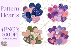 Valentine Hearts Clipart Glitter Heart PNG Patterned Graphic Product Image 1