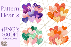 Valentine Hearts Clipart Glitter Heart PNG Patterned Graphic Product Image 1