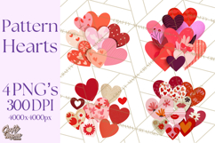 Valentine Hearts Clipart Glitter Heart PNG Patterned Graphic Product Image 1