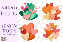 Valentine Hearts Clipart Glitter Heart PNG Patterned Graphic Product Image 1