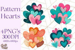 Valentine Hearts Clipart Glitter Heart PNG Patterned Graphic Product Image 1