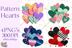Valentine Hearts Clipart Glitter Heart PNG Patterned Graphic Product Image 1