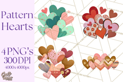 Valentine Hearts Clipart Glitter Heart PNG Patterned Graphic Product Image 1