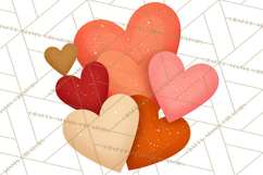Valentine Hearts Clipart Glitter Heart PNG Patterned Graphic Product Image 3