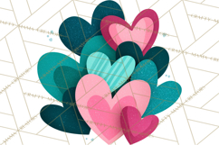 Valentine Hearts Clipart Glitter Heart PNG Patterned Graphic Product Image 2