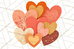 Valentine Hearts Clipart Glitter Heart PNG Patterned Graphic Product Image 3