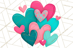 Valentine Hearts Clipart Glitter Heart PNG Patterned Graphic Product Image 4