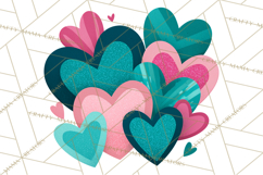 Valentine Hearts Clipart Glitter Heart PNG Patterned Graphic Product Image 5