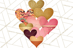 Valentine Hearts Clipart Glitter Heart PNG Patterned Graphic Product Image 2