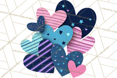 Valentine Hearts Clipart Glitter Heart PNG Patterned Graphic Product Image 4
