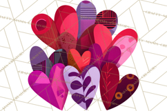 Valentine Hearts Clipart Glitter Heart PNG Patterned Graphic Product Image 3
