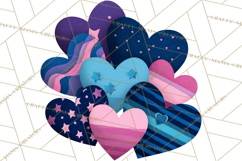 Valentine Hearts Clipart Glitter Heart PNG Patterned Graphic Product Image 3