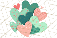 Valentine Hearts Clipart Glitter Heart PNG Patterned Graphic Product Image 2