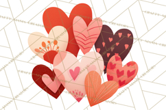 Valentine Hearts Clipart Glitter Heart PNG Patterned Graphic Product Image 3