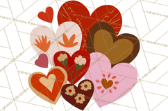 Valentine Hearts Clipart Glitter Heart PNG Patterned Graphic Product Image 5