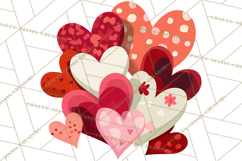 Valentine Hearts Clipart Glitter Heart PNG Patterned Graphic Product Image 3