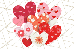 Valentine Hearts Clipart Glitter Heart PNG Patterned Graphic Product Image 5