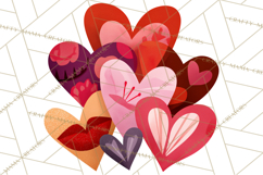 Valentine Hearts Clipart Glitter Heart PNG Patterned Graphic Product Image 2