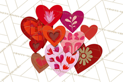 Valentine Hearts Clipart Glitter Heart PNG Patterned Graphic Product Image 4