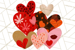 Valentine Hearts Clipart Glitter Heart PNG Patterned Graphic Product Image 2