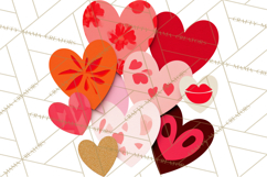 Valentine Hearts Clipart Glitter Heart PNG Patterned Graphic Product Image 5