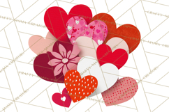 Valentine Hearts Clipart Glitter Heart PNG Patterned Graphic Product Image 3