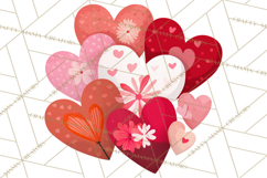 Valentine Hearts Clipart Glitter Heart PNG Patterned Graphic Product Image 2