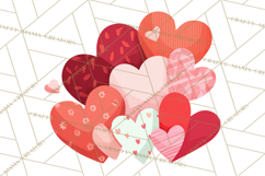 Valentine Hearts Clipart Glitter Heart PNG Patterned Graphic Product Image 3